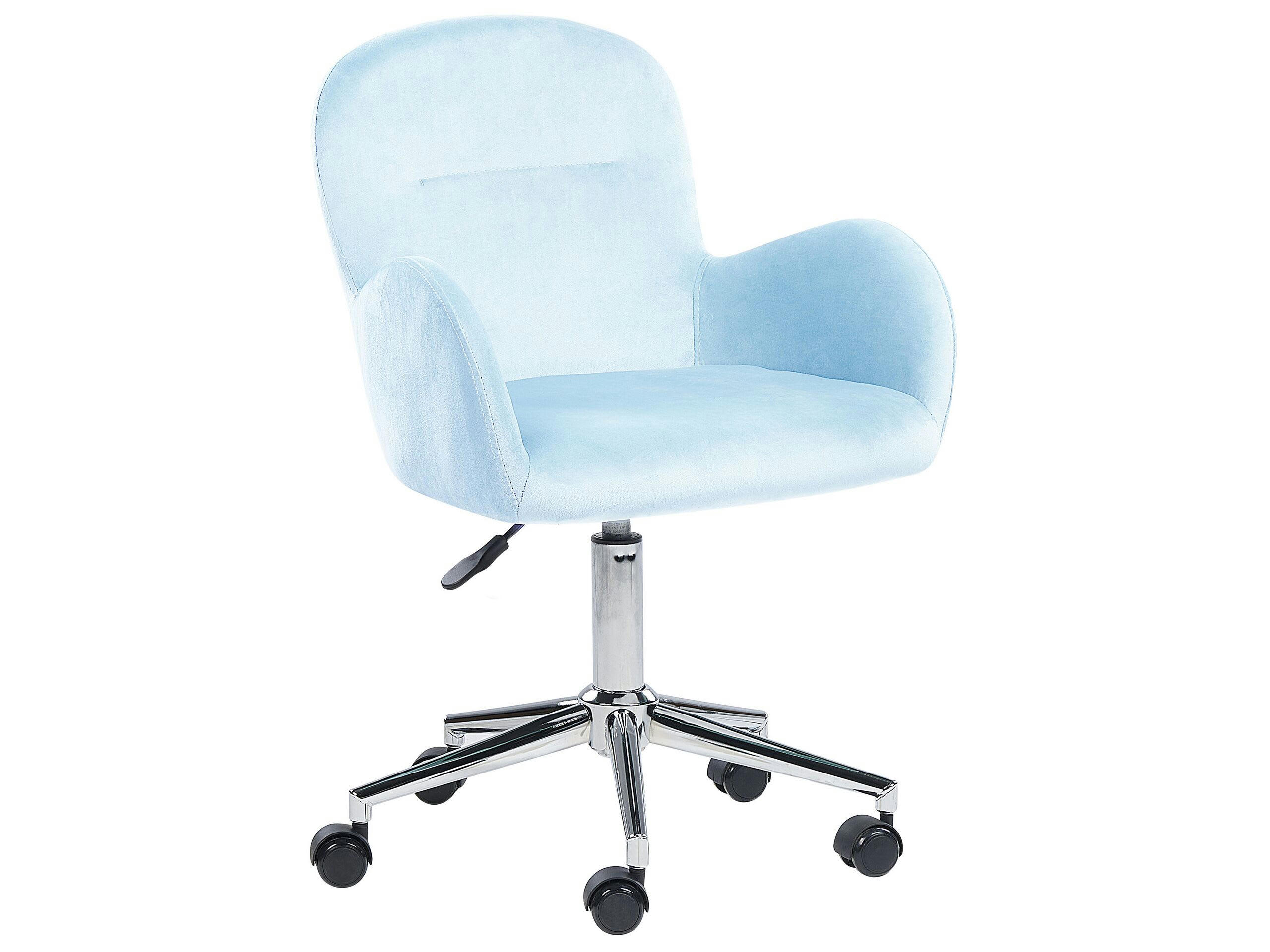 PRIDDY - Chaise de bureau en velours bleu clair
