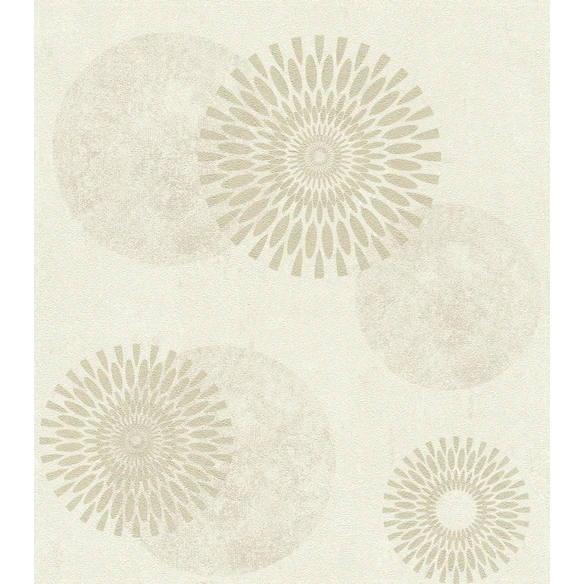 Vliestapete, restlos abziehbar, Kreise cremefarben/beige