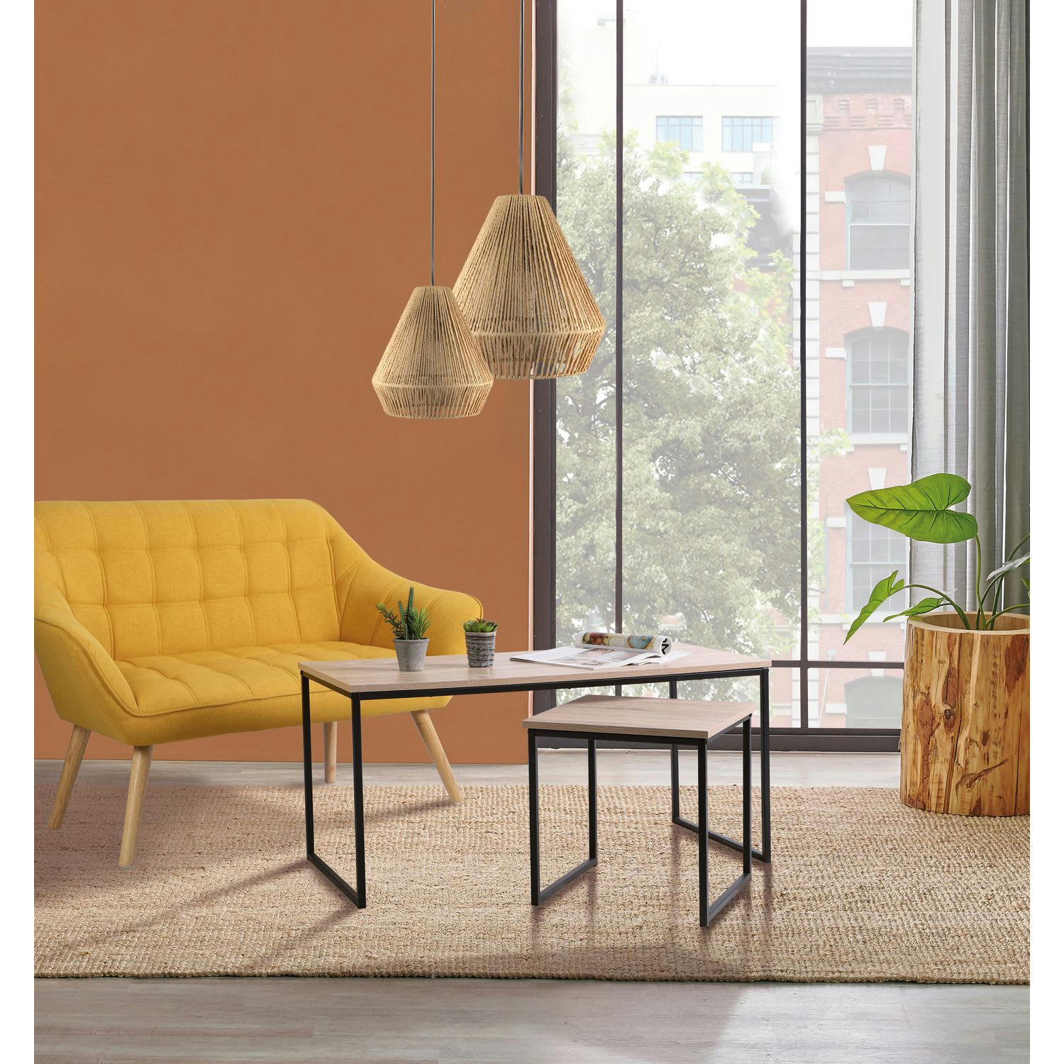 COLORADO - Lot de 2 tables basses en mdf et métal marron