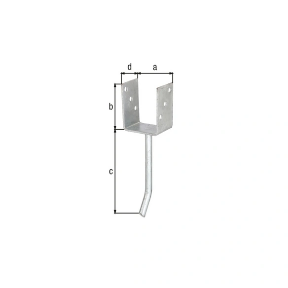 U-Pfostenträger, Rohstahl, BxL: 81 x 300 mm
