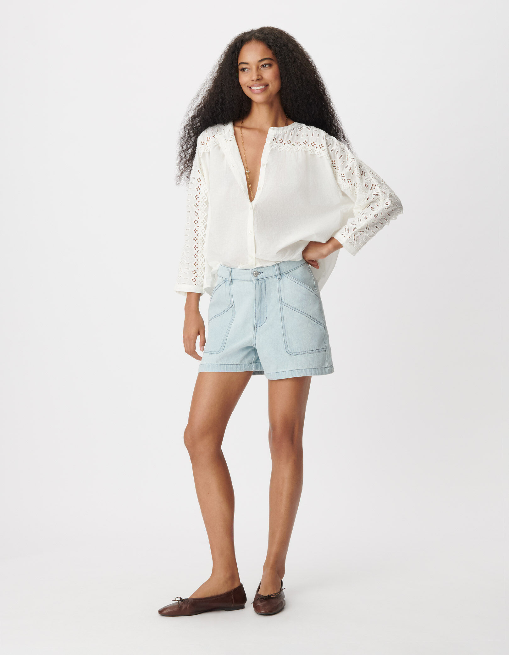 Blouse blanche dentelle fantaisie Femme