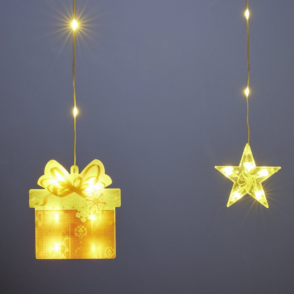 Rideau de fenêtre No&euml;l 90LED lumineux figurines et étoiles L300cm