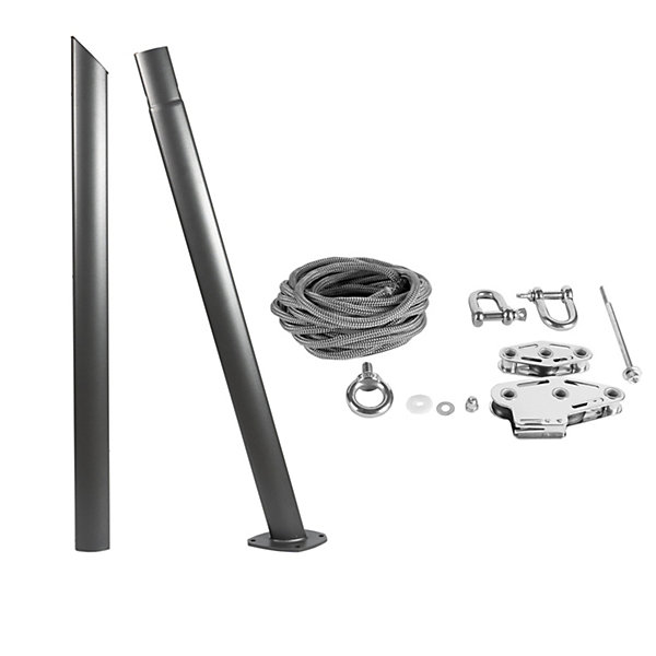 Mât Voiles Ombrage En Acier Anthracite Hauteur Réglable 275cm Avec Base 75 Degrés