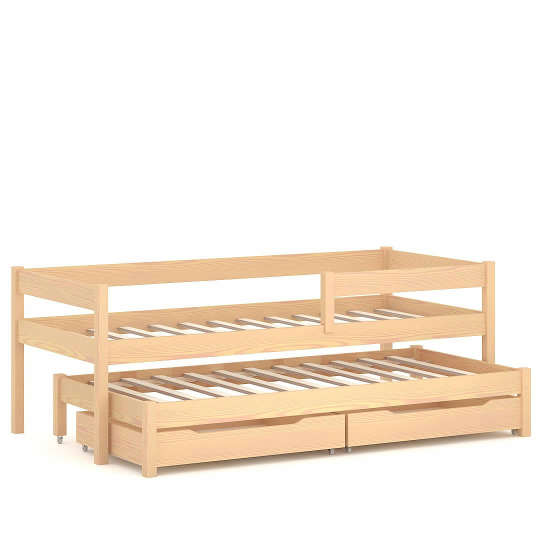 - Lit simple en pin massif&MDF 200x90 chêne blanchi