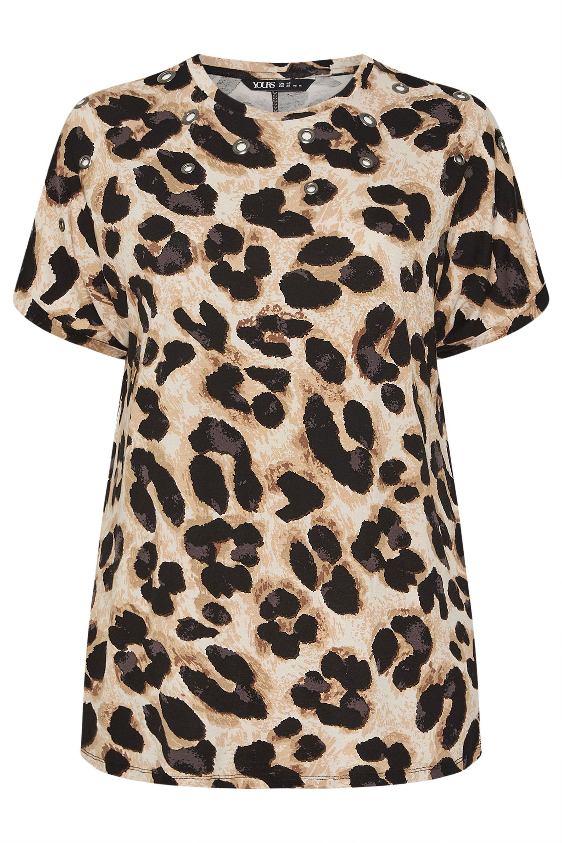 Yours Leopard Print Eyelet Top
