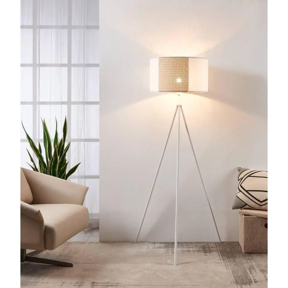 EGLO Arnhem Staande lamp - E27 - Papier/Staal - Wit/Bruin