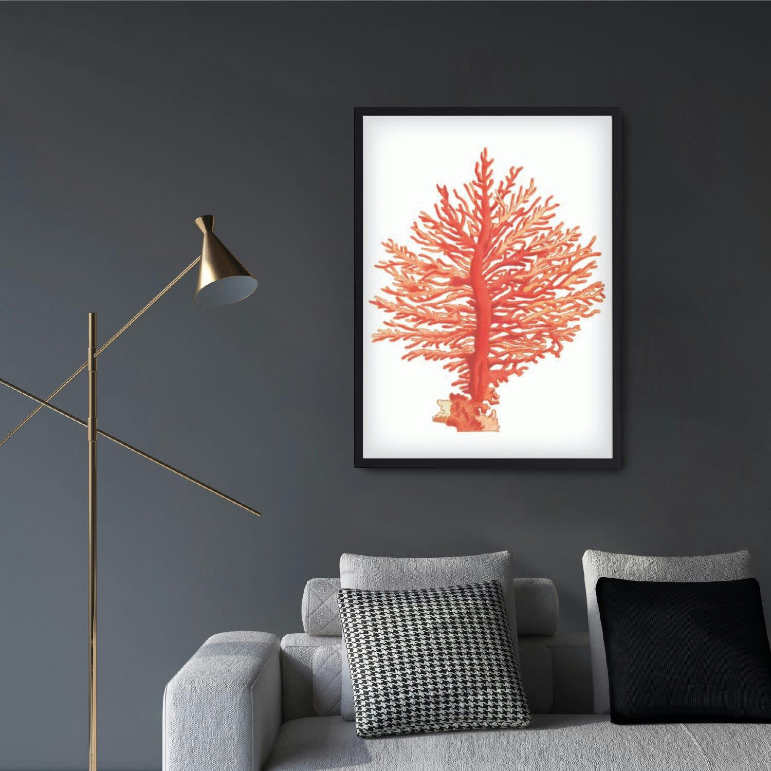 CORAL - Affiche avec cadre noir - Corail - 50x70