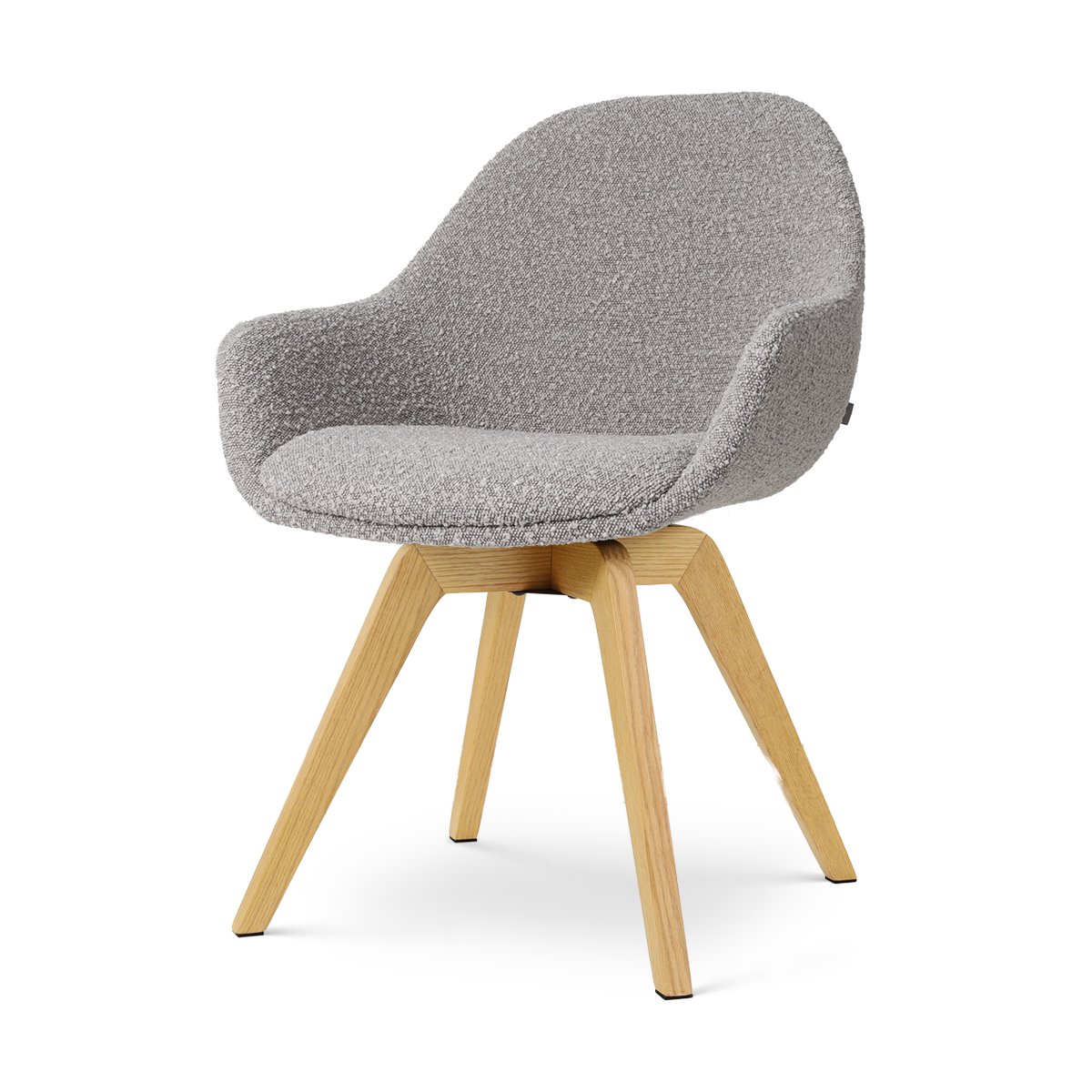 Nolon Noor-Mae draaibare eetkamerstoel bouclé taupe - houten onderstel