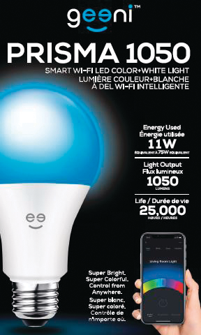 Geeni Prisma 1050 E26 Base Smart Wi-Fi LED Light Bulb, Colour & White, 75W
