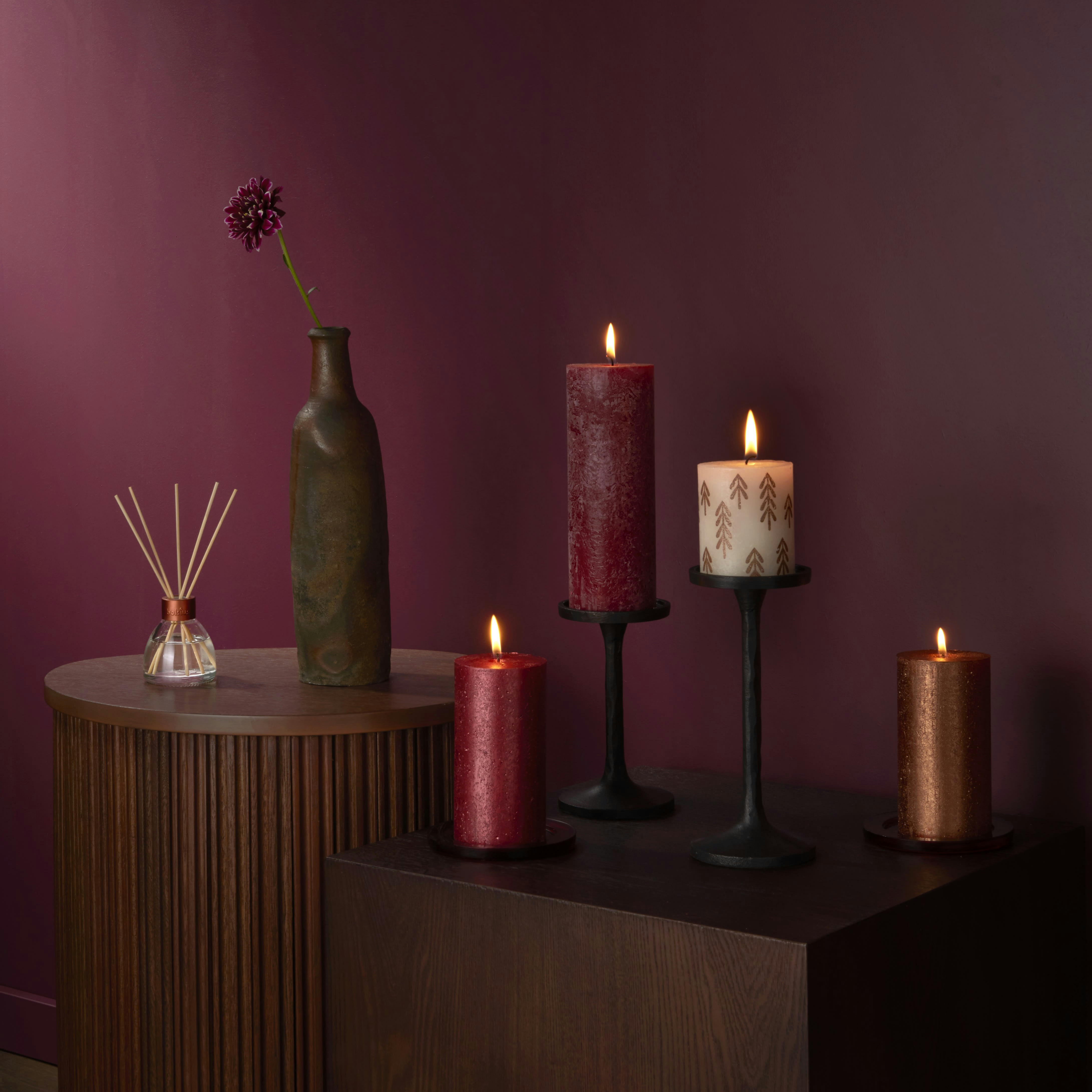 - Lot De 4 Bougies, Rouge, 19 Cm