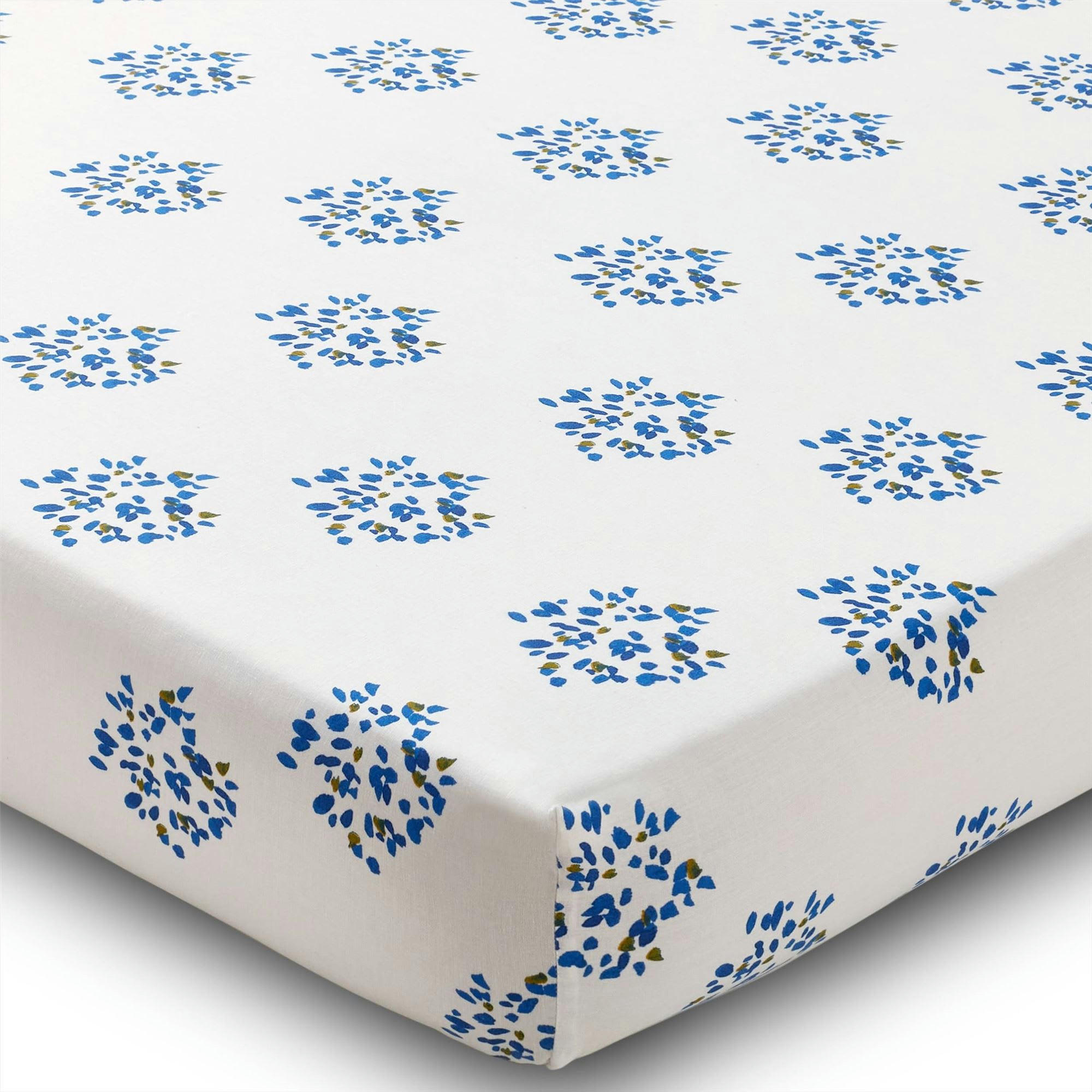 TANIA - Drap-housse 140x190x28 bleu en coton