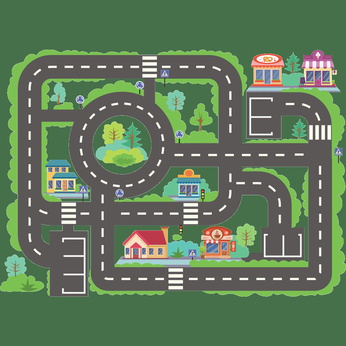 - Adhésifs stickers sol enfant circuit auto 90x125cm