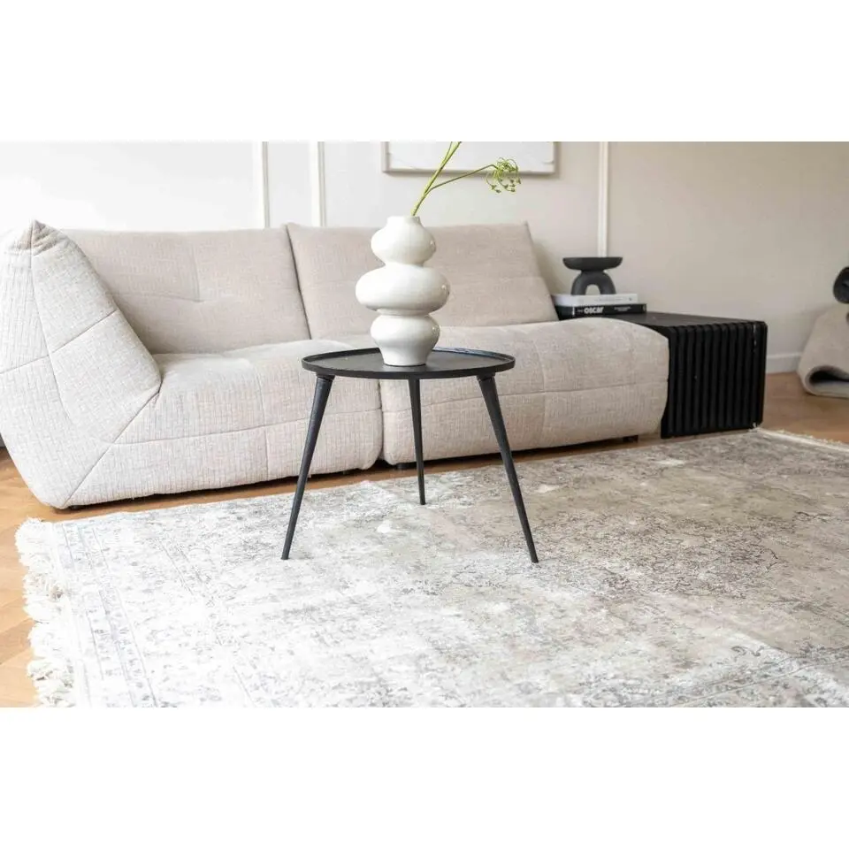 Interieur05 Vintage vloerkleed Ornament grijs/beige met franjes - 300 x 195 cm