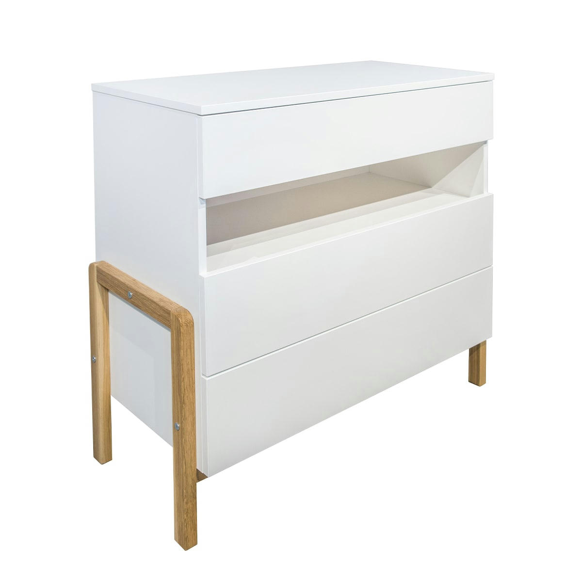 VICTOR - Commode 3 tiroirs 1 niche blanc naturel