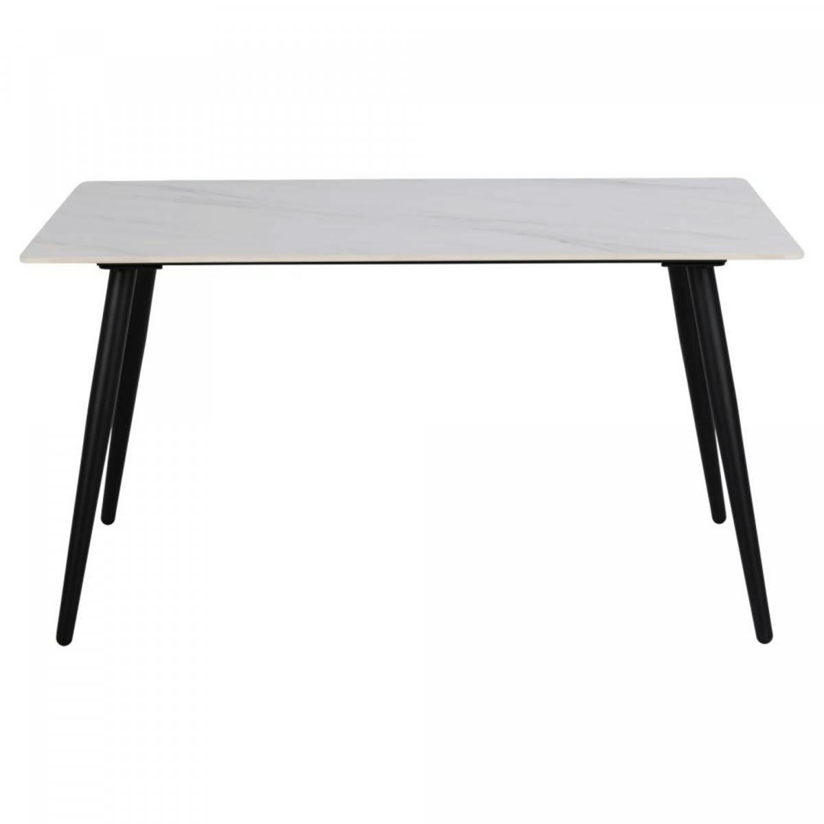 WIKA - Table à manger 4 personnes effet marbre pieds noirs