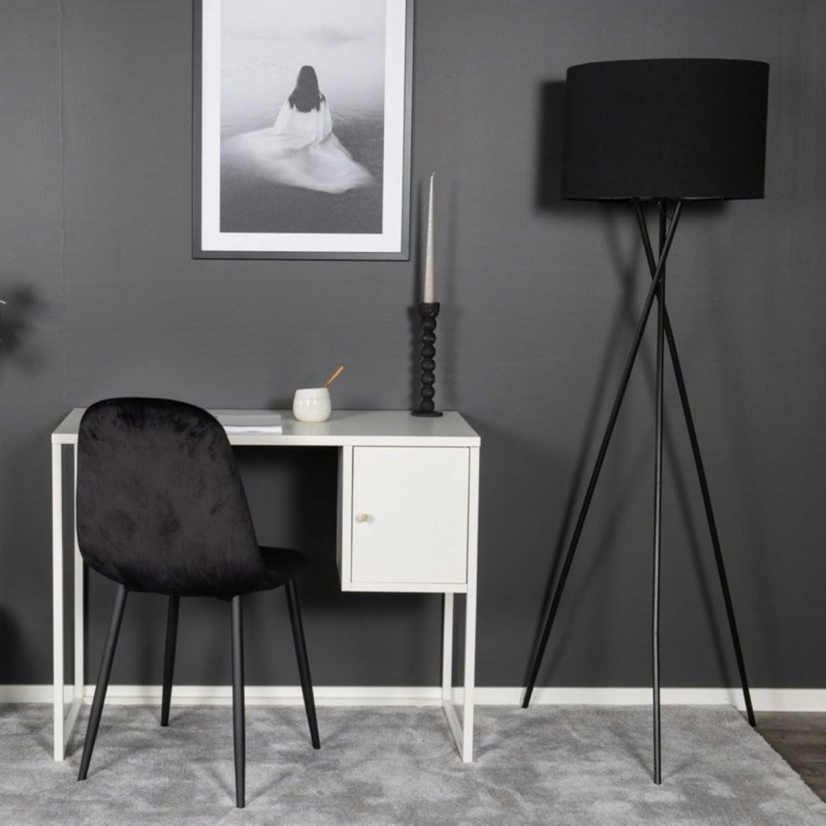 KAPAL - Bureau minimaliste en métal avec placard blanc