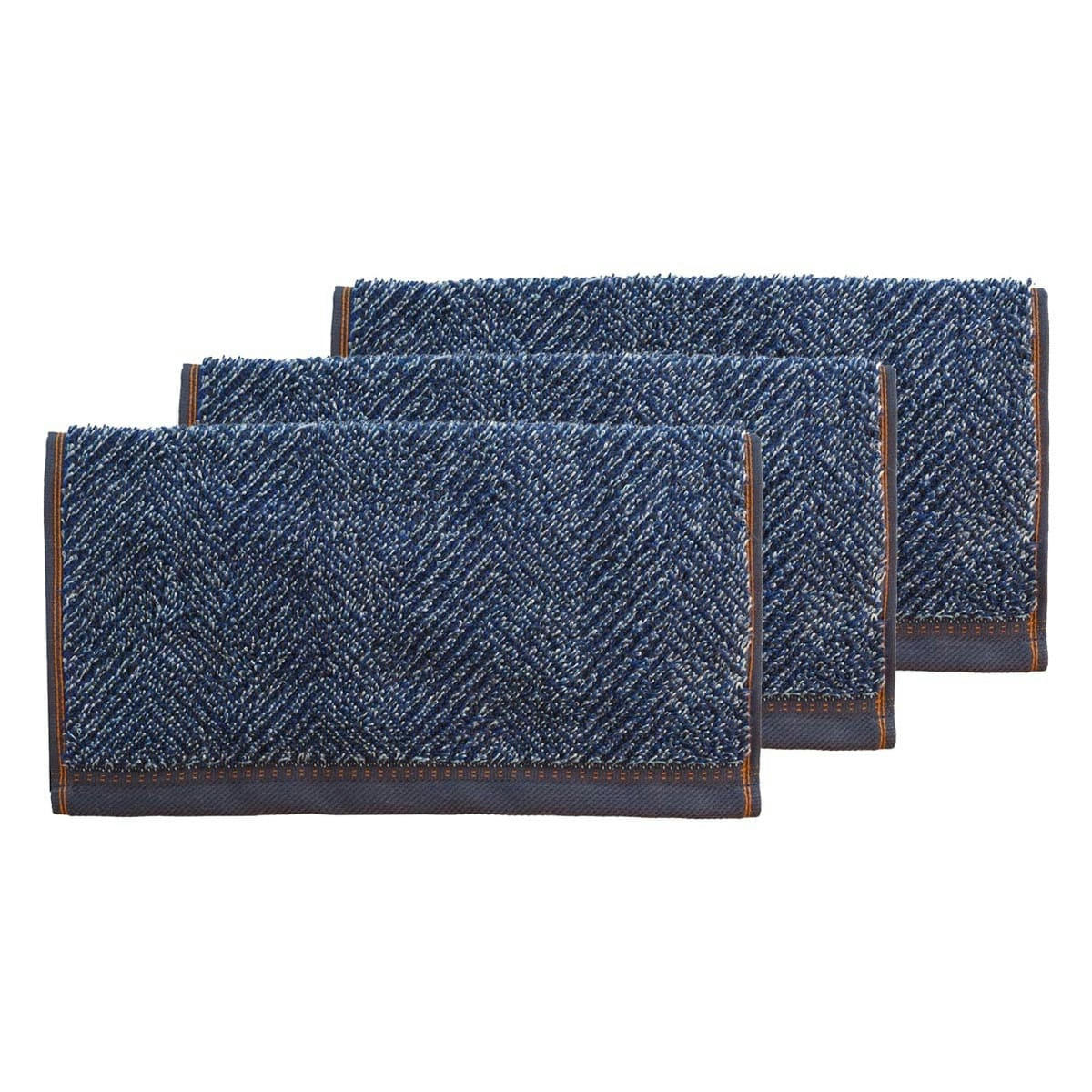 CASUAL - Lot de 3 serviettes invité 550gr/m²  denim 30x50 cm