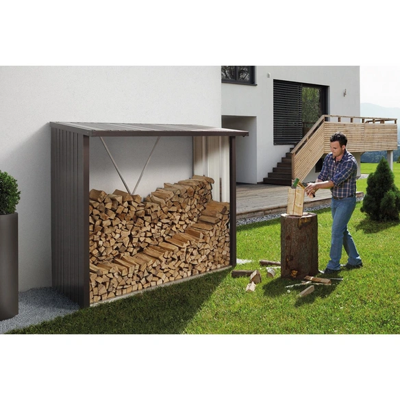 Kaminholzlager »WoodStock 230«, BxHxL: 229 x 199 x 102 cm, dunkelgrau-metallic