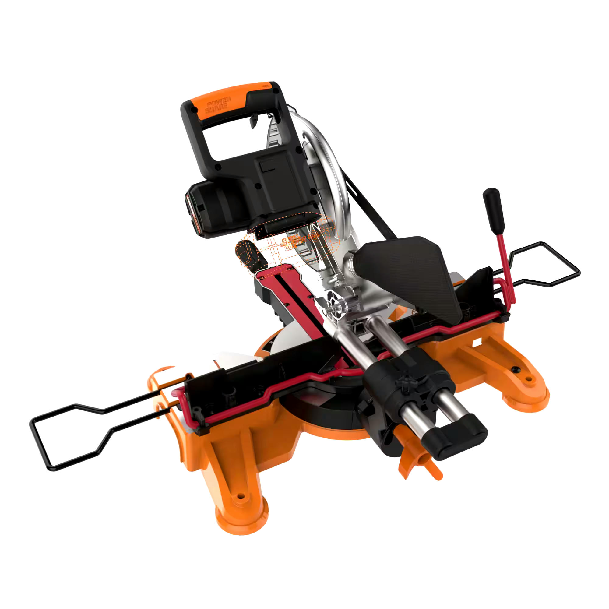 WORX NITRO 20V Sliding Miter Saw with Work-Holding Clamp, 7-1/4-in (Tool Only)