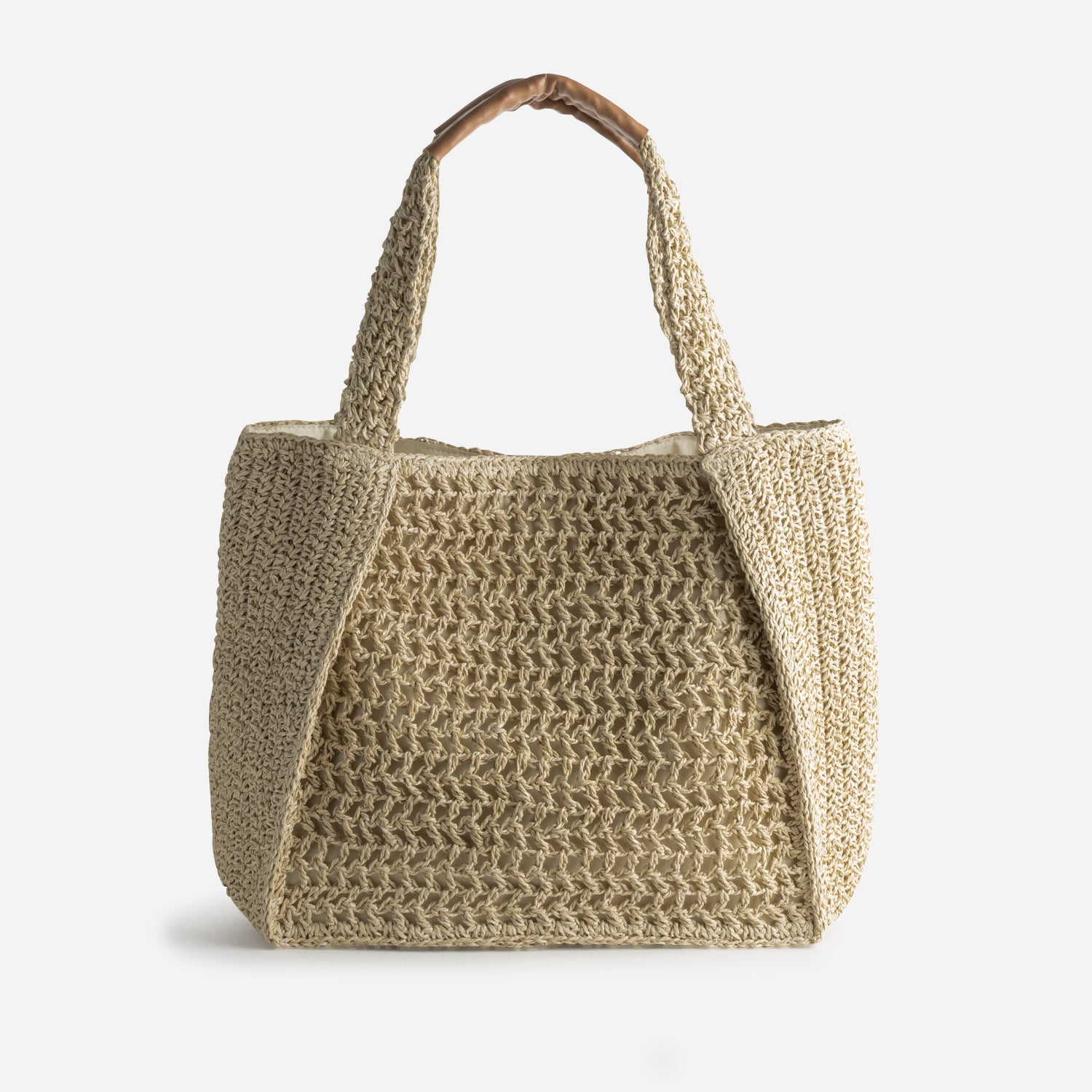 Sac cabas TEXTO beige paille tressée