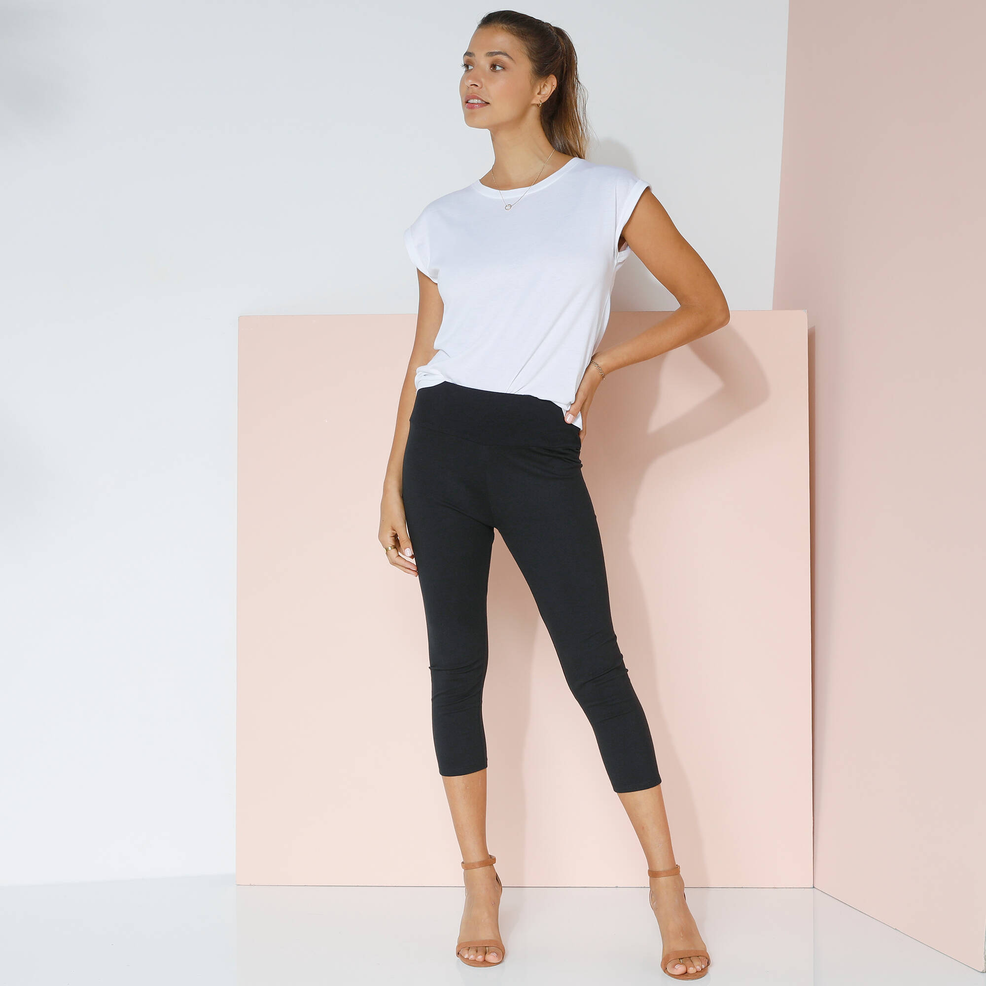 Legging 3/4 taille haute, ventre plat