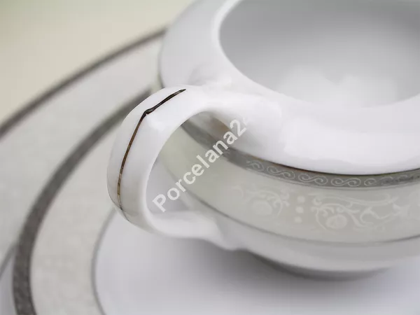 Serwis obiadowy na 12 osób (43 el.) Bogucice - Agawa Platin 678