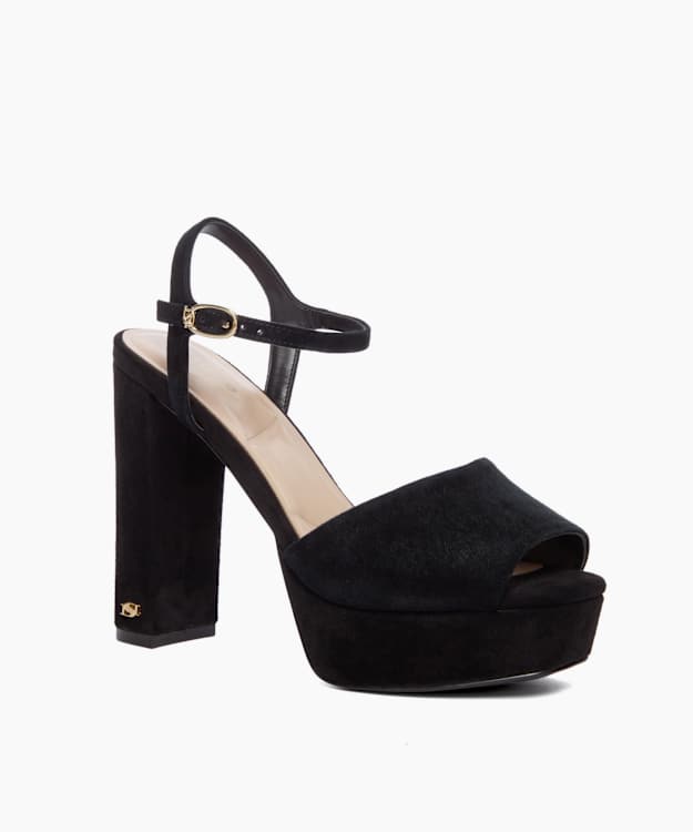 Mayci Black - Suede Platform Open Toe Sandals