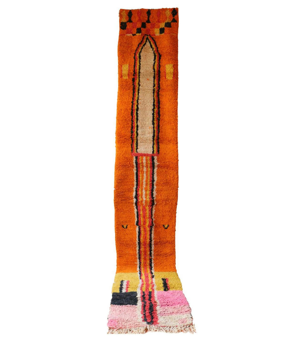 BERBERE - Tapis de couloir Berbere marocain pure laine 81x458