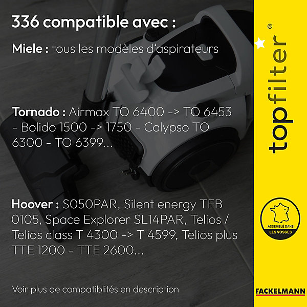 Lot de 4 packs de 4 sacs aspirateur 64336 Miele et Hoover TopFilter Premium