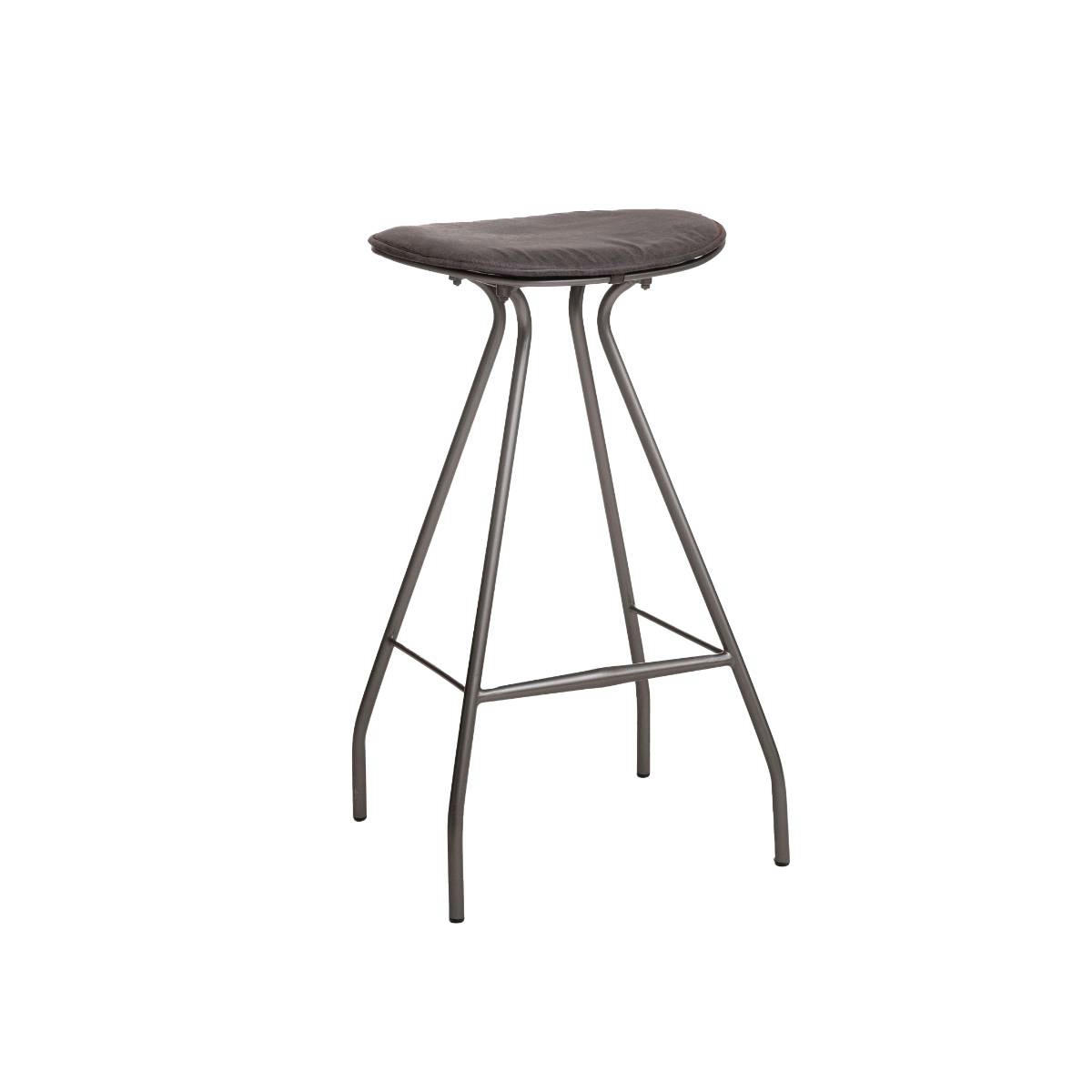 LYA - Tabouret de bar en cuir et croûte de cuir gris 50 cm
