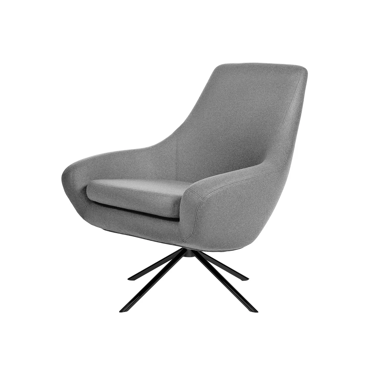 Softline - Noomi Lounge Sessel, Stahl schwarz lackiert / Filz Melange hellgrau (620)
