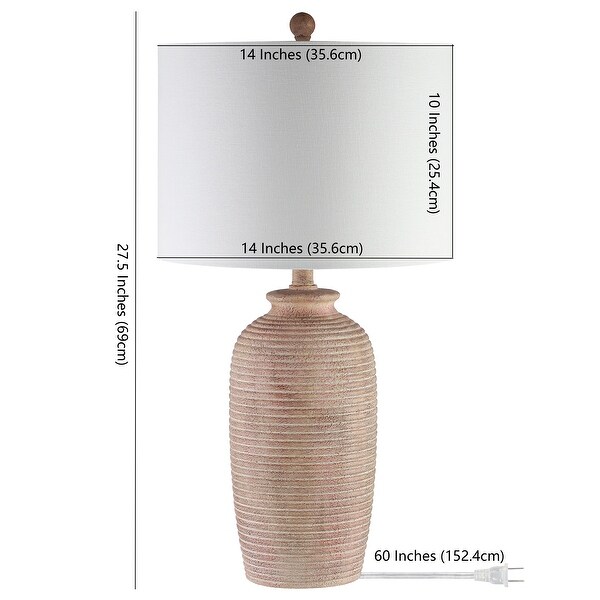 SAFAVIEH Lighting 27-inch Kensen Sandy Pearl LED Table Lamp - 14" W x 14" L x 27.5" H