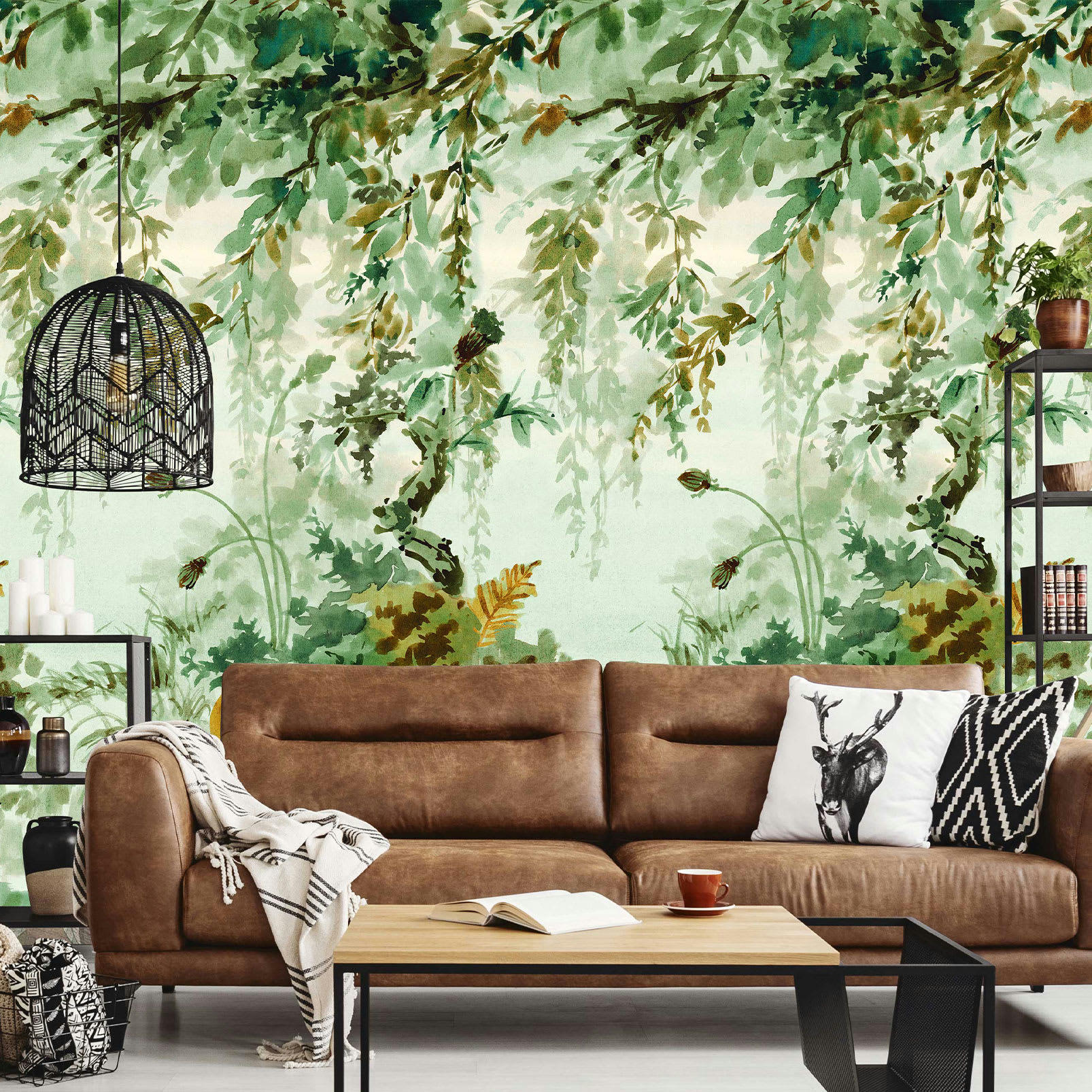 - Papier peint effet aquarelle jungle 159x280cm