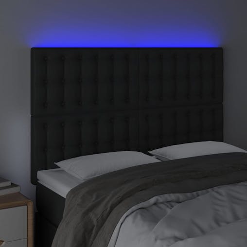 NNEVL LED Headboard Black 144x5x118/128 cm Faux Leather