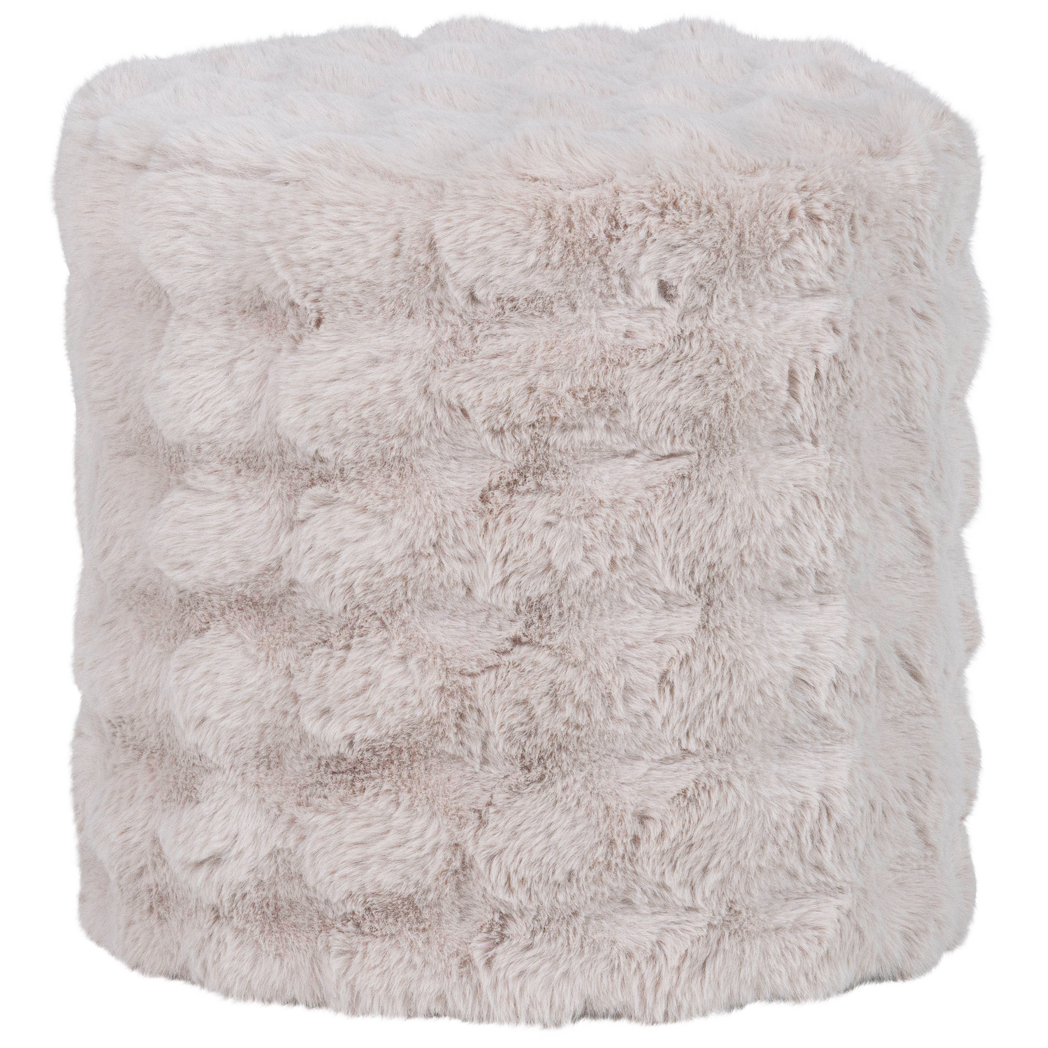 WOOOD poef hoog Olven - Fluffy Stof - Naturel - 46x46x46