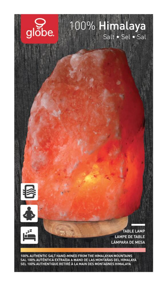 Globe Electric Natural Salt Lamp Night Light, 9-in, Assorted Colours