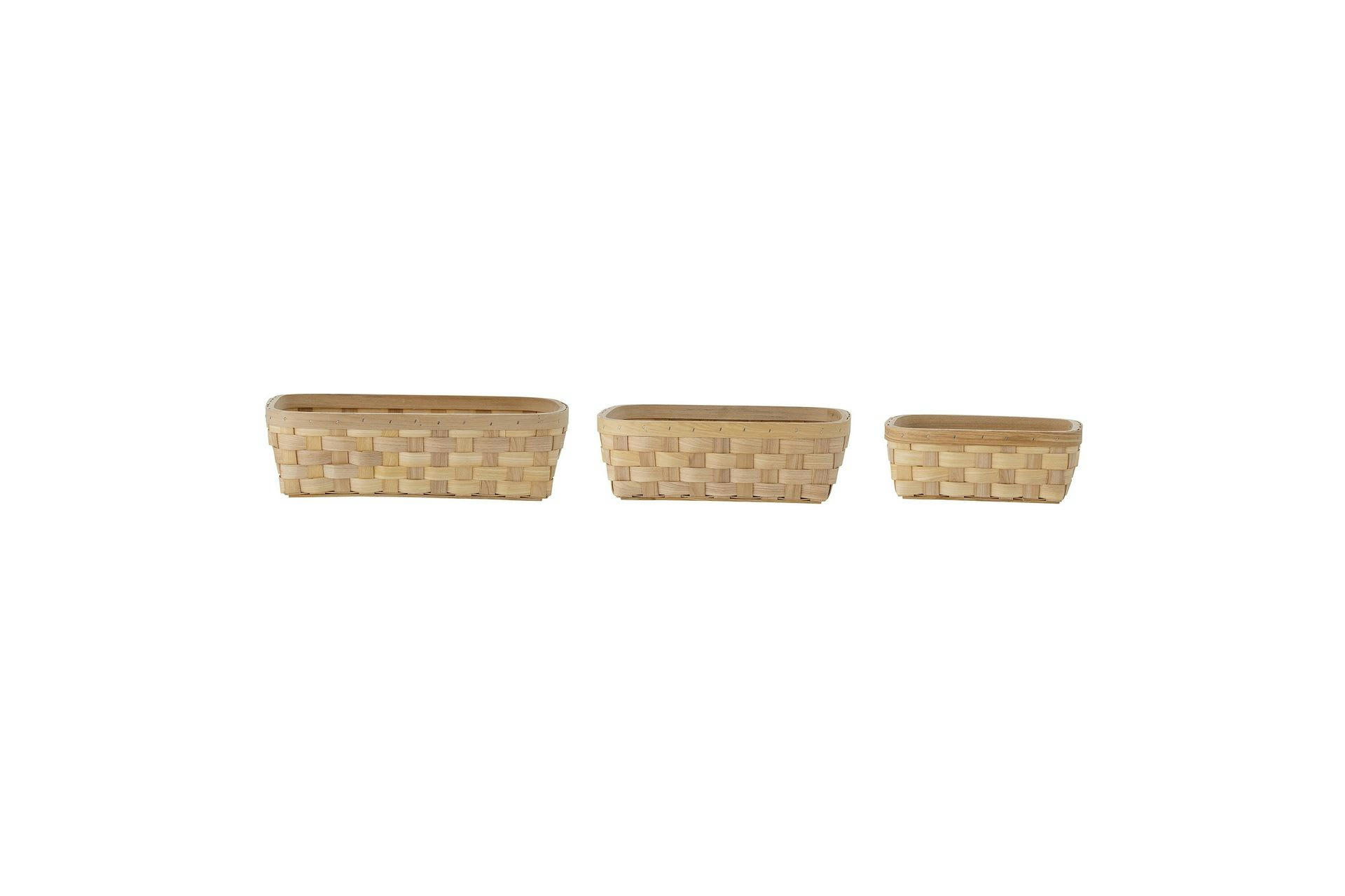 WILJA - Lot de 3 corbeilles à pain en bois de sapin beige