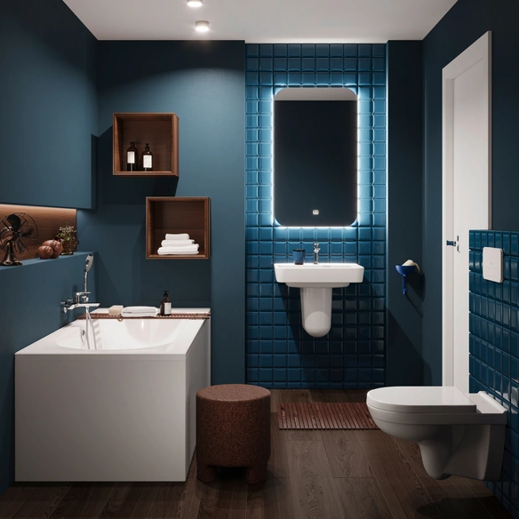Wand WC »Targa«, tief, spülrandlos, inkl. Hamberger WC-Sitz, weiß
