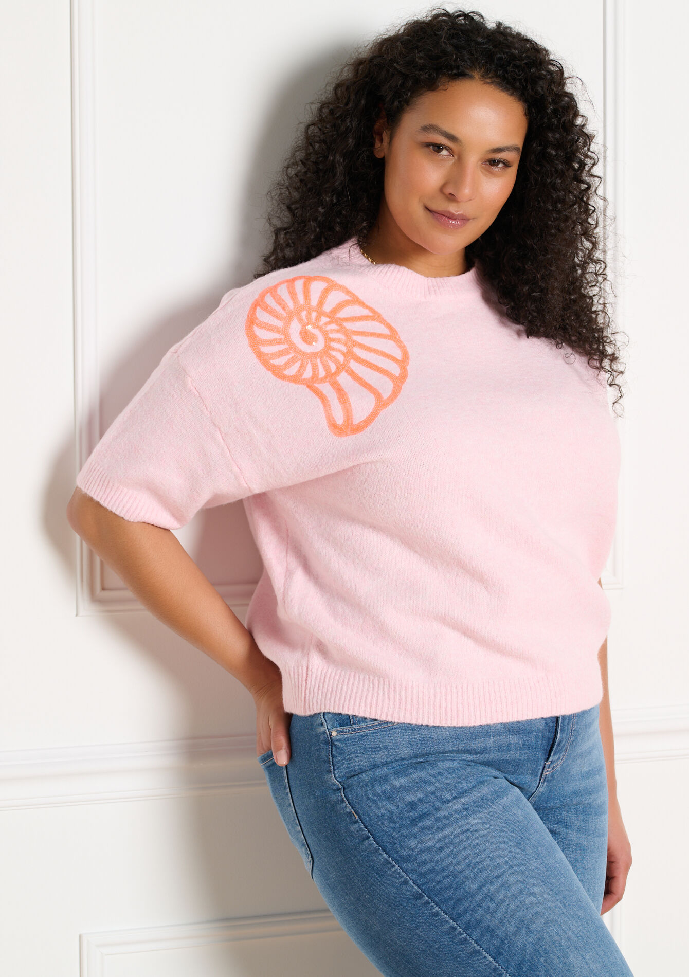 Trui met pailletten schelp