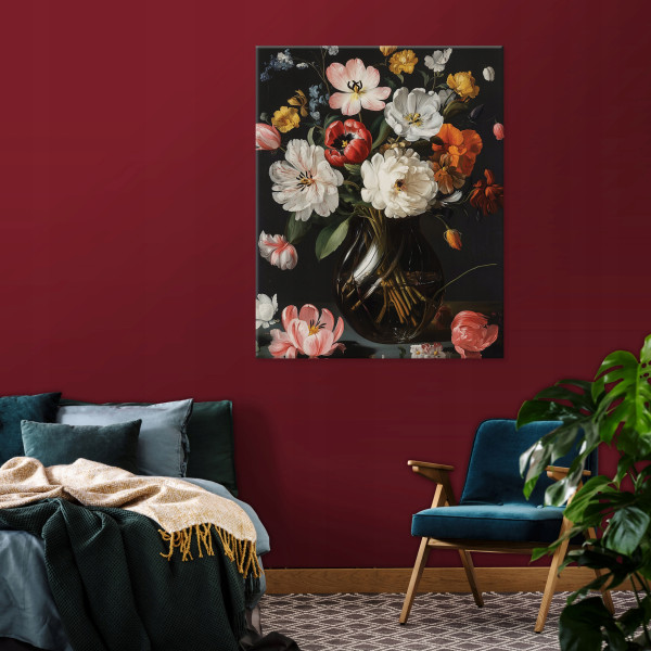 Obraz Na Płótnie Ścianę Do Salonu Sypialni Kwiaty Czarny Nowoczesny 60X40
