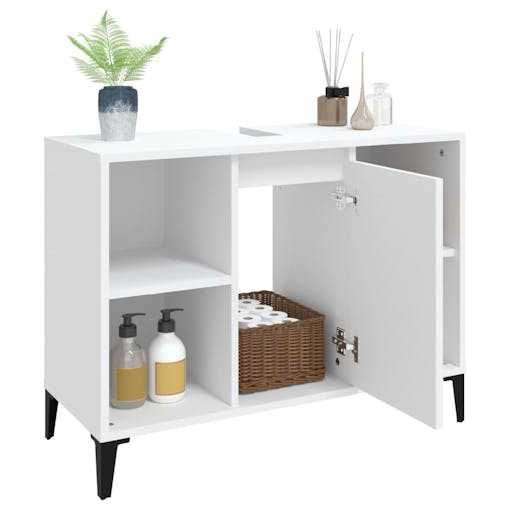 NNEVL Sink Cabinet White 80x33x60 cm Engineered Wood