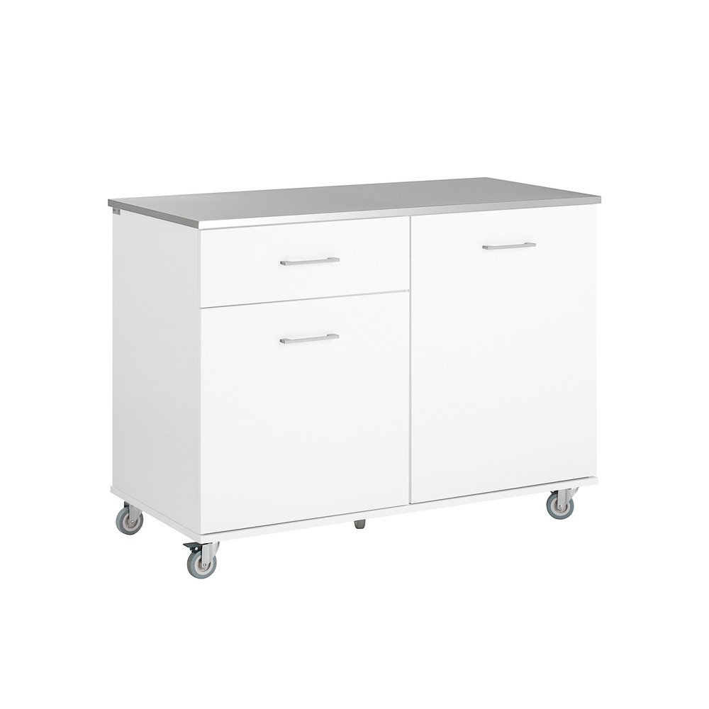 SoBuy Wyspa kuchenna z jedną szufladą Biały 120x56x90.5cm FKW117-W