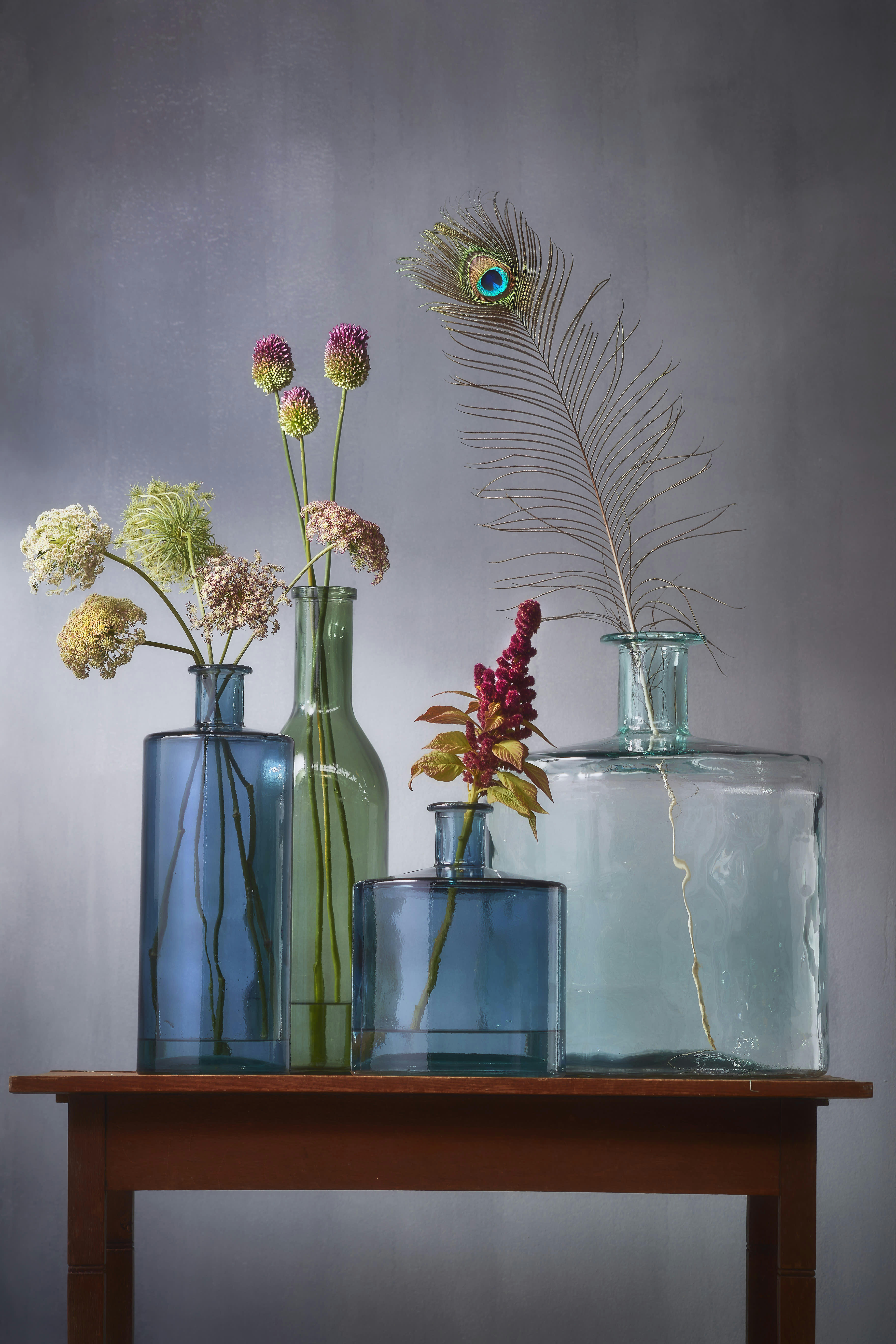 RIOJA - Vase bouteille en verre recyclé vert H50