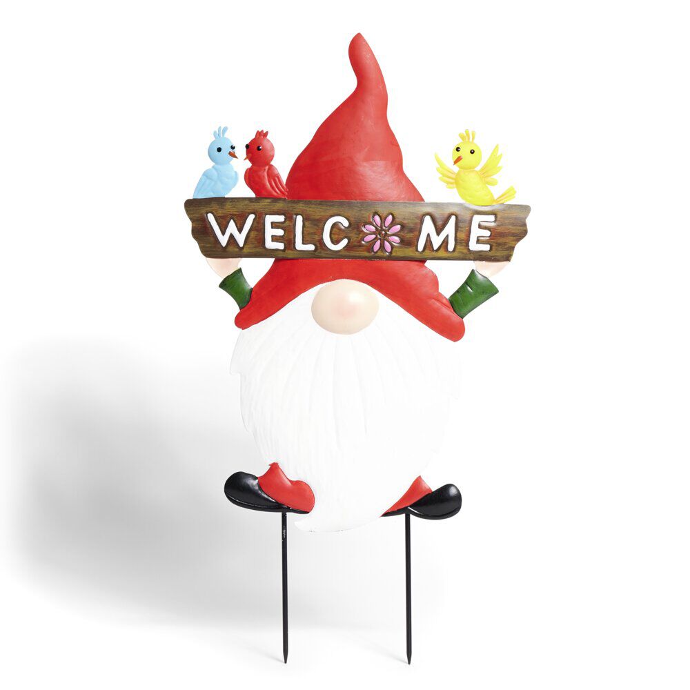 Gnome métal à planter Welcome H81,5cm