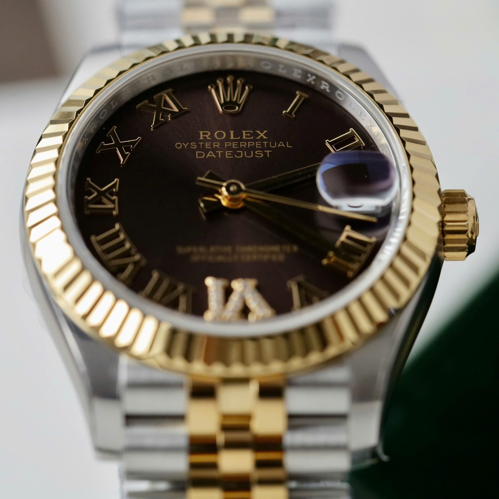 Rolex Datejust SS/YG Plated Chocolate Dial CZ Diamonds 31mm Jub THBF Replica
