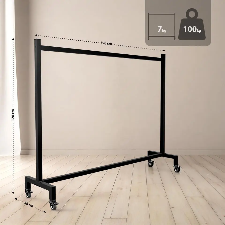 CLP Kledingrek Gisborne 120x150x38 cm - zwart