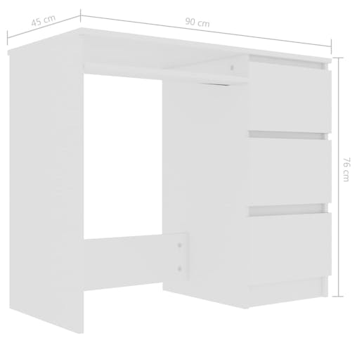 NNEVL Desk White 90x45x76 cm Chipboard