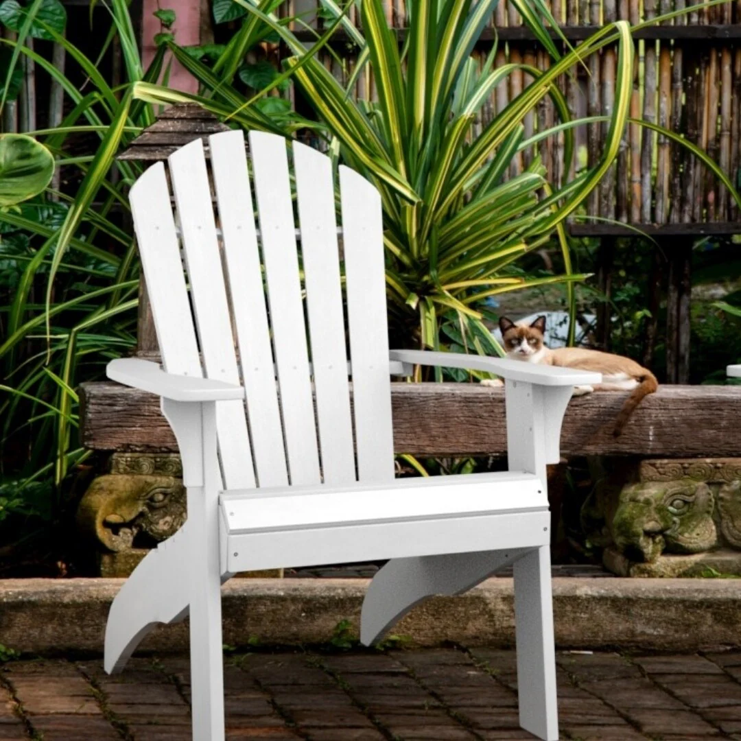 POLYTEAK King Size All Weather Poly Lumber Adirondack Chair, White