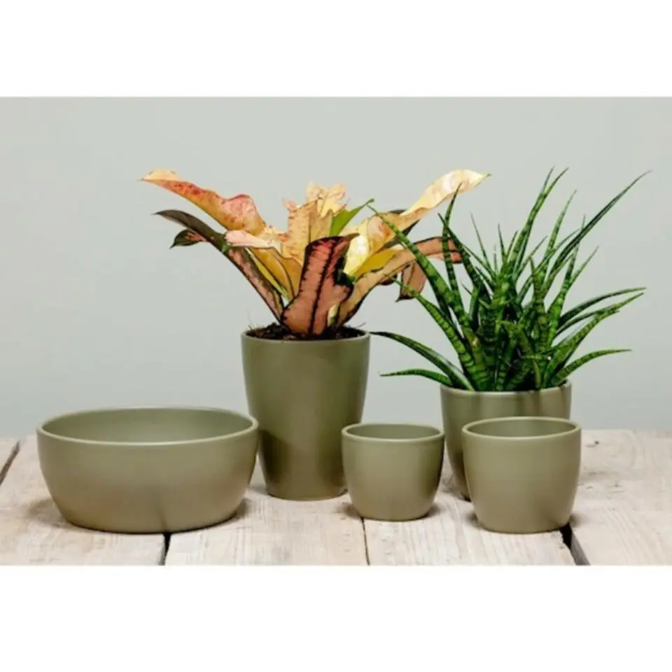 Floran Plantenpot - groen - mat - keramiek - 32 x 27 cm