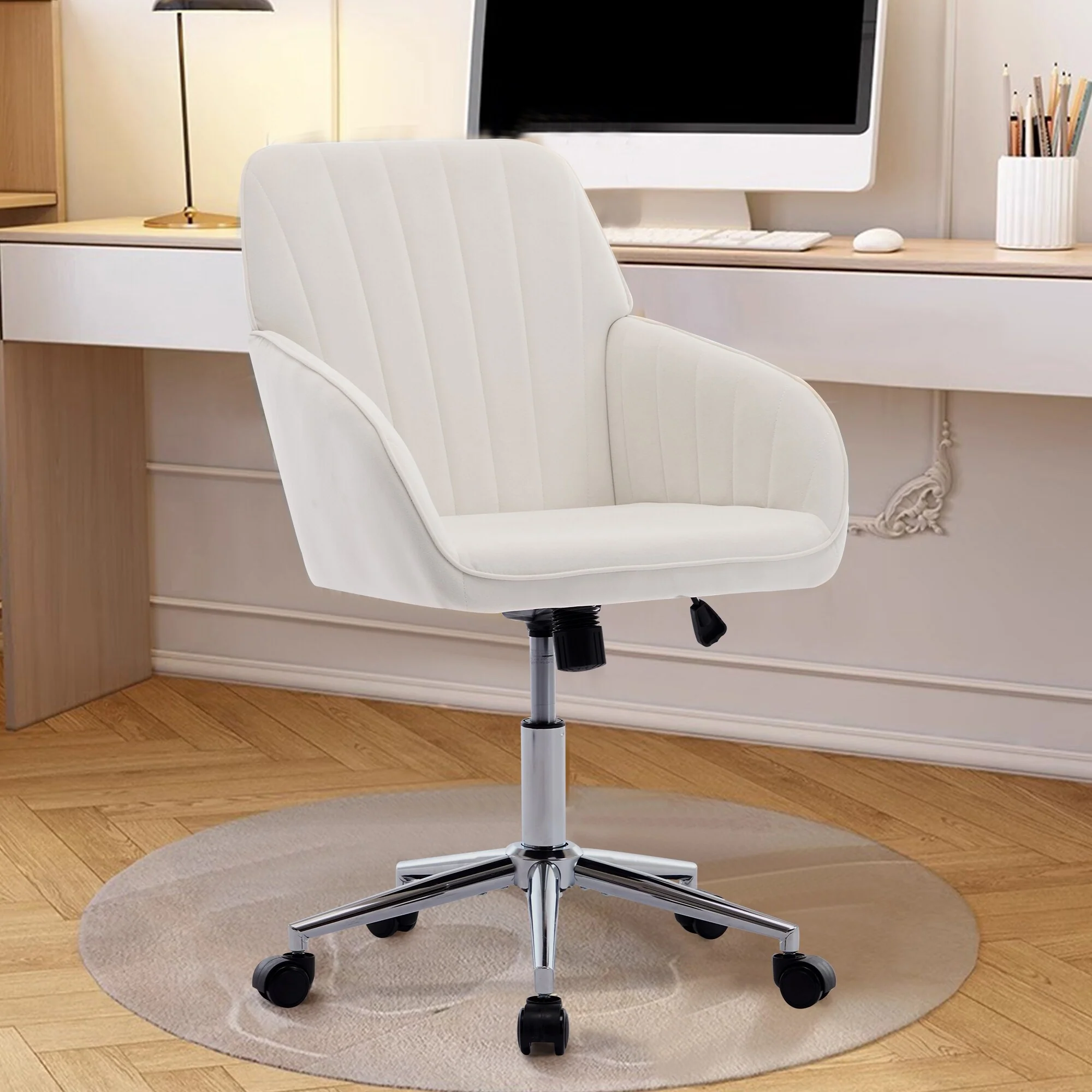 Adjustable Office Chair for Home and Bedroom, Ergonomic Swivel Chair with Comfortable Backrest and Seat